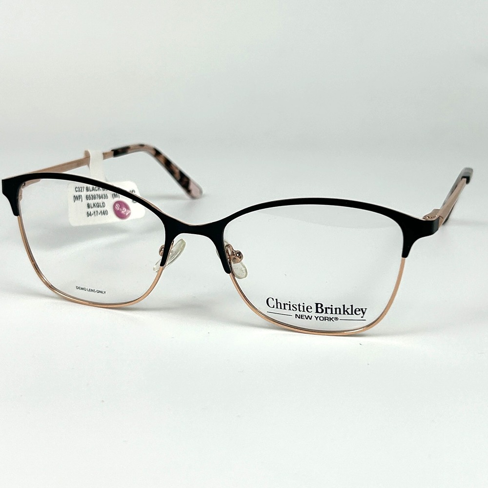 Christie Brinkley C327 Womens Eyeglasses Frame Black & Gold Metal 54-17-140 mm